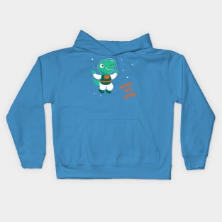 Funny dinosaur in space. Dinosaur in outer space Kids Hoodie